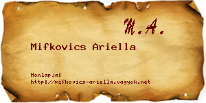Mifkovics Ariella névjegykártya